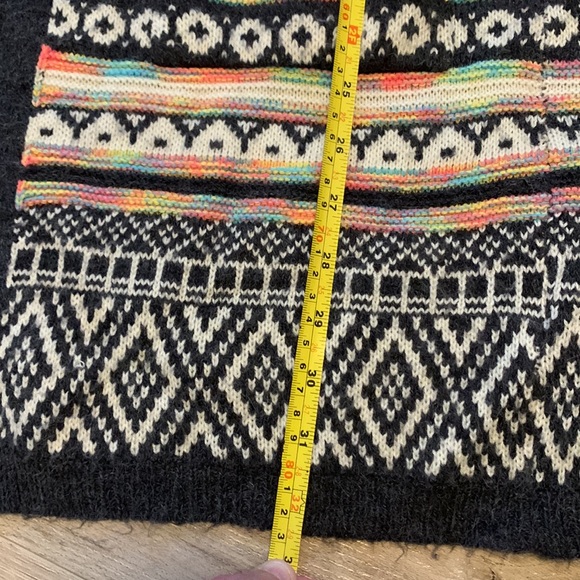 Monteau knit long sleeve hooded Aztec print open front cardigan size XS - Picture 6 of 6